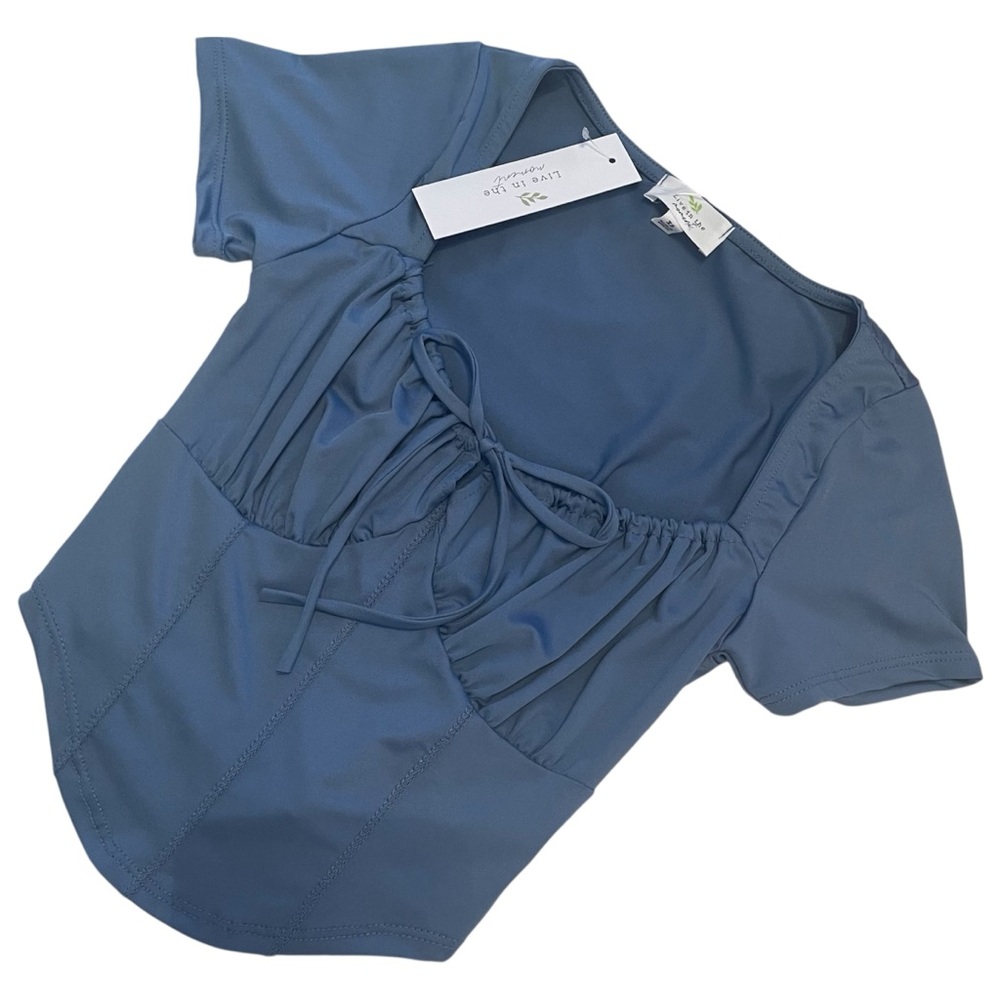 NWT Dusty Blue Sweetheart Corset Crop Top 🫐